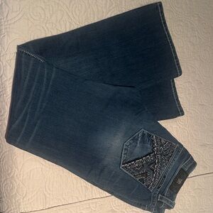 Miss Me Dark Blue Bootcut Jeans with Embellished Back Pocket